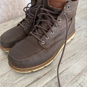 KEEN Men's Dark Brown Leather Lace-Up Boots | Steal Toe